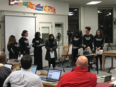 Students _Reading_Proposal_to_Fly_BLM_Flag