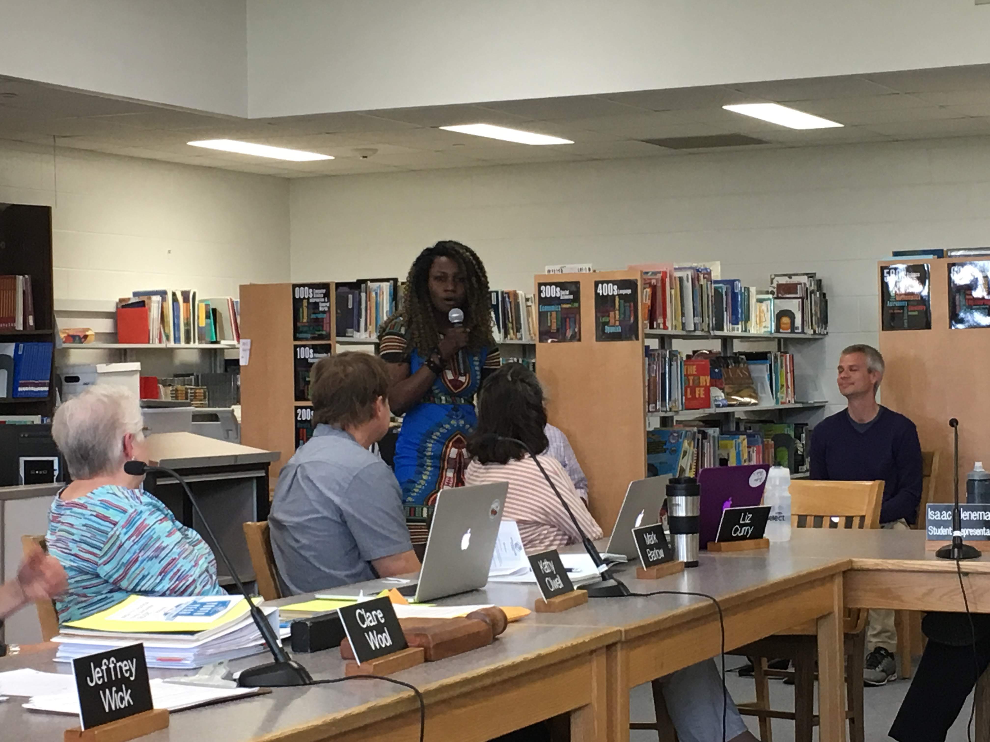 Senga giving her speech to the school board