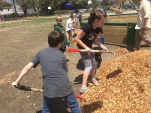 Students Spreading Woodchips