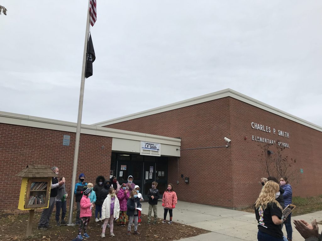 Students at CP Smith with BLM Flag