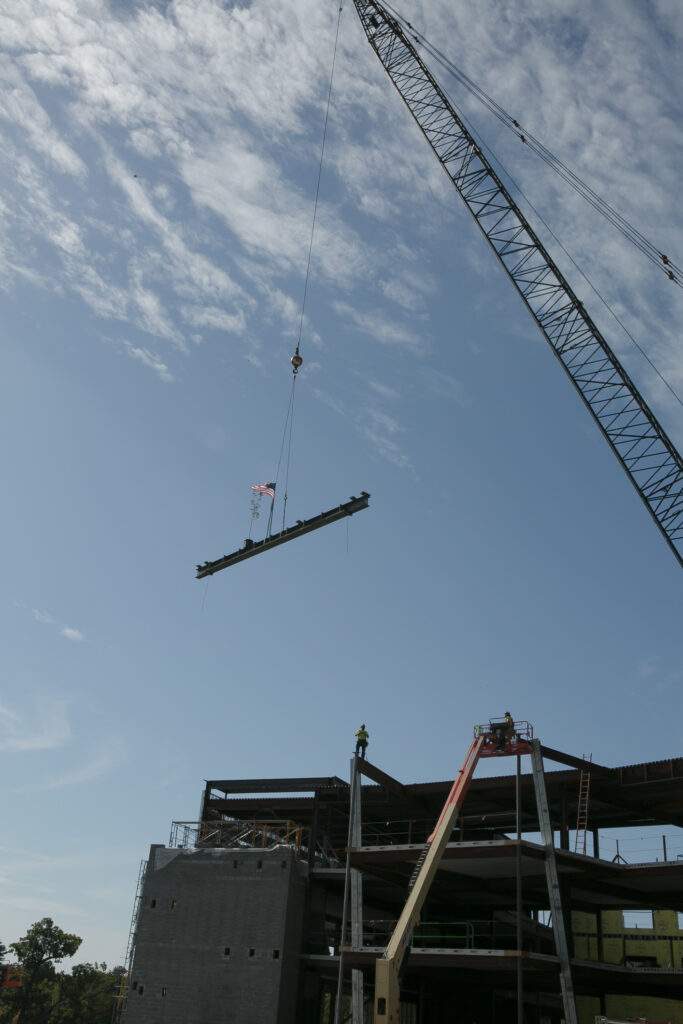 beam being raised into place