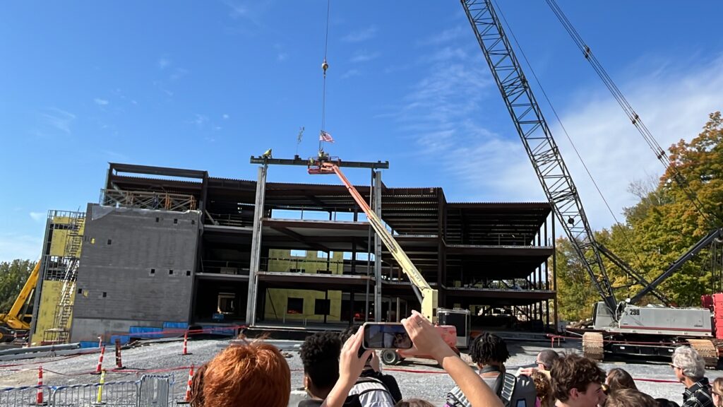 the final beam in place