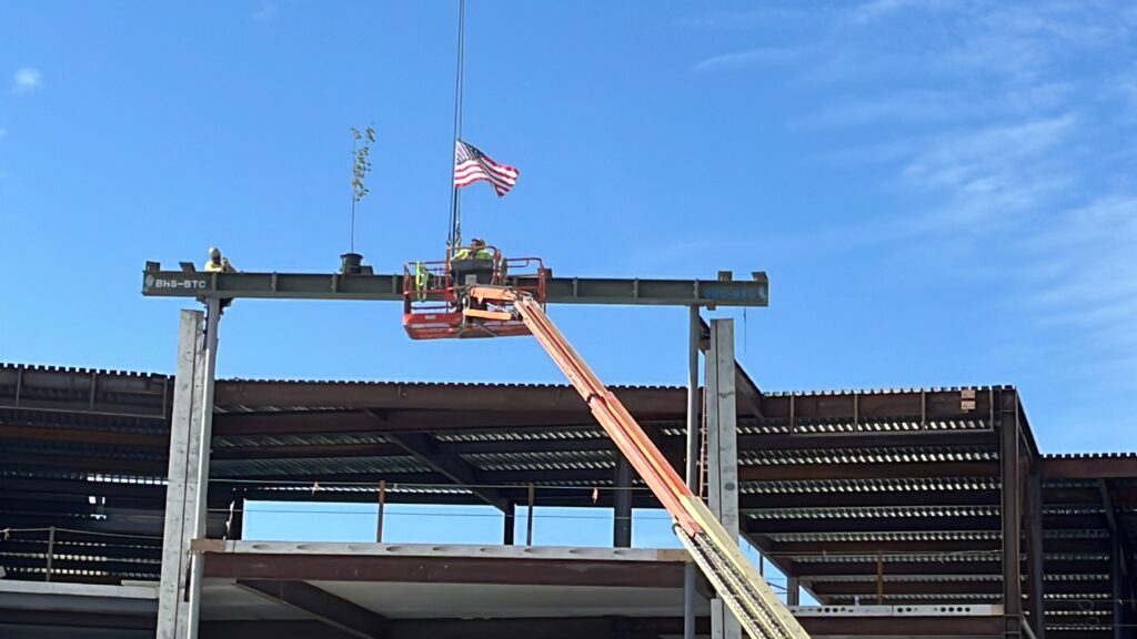 close up of the final beam