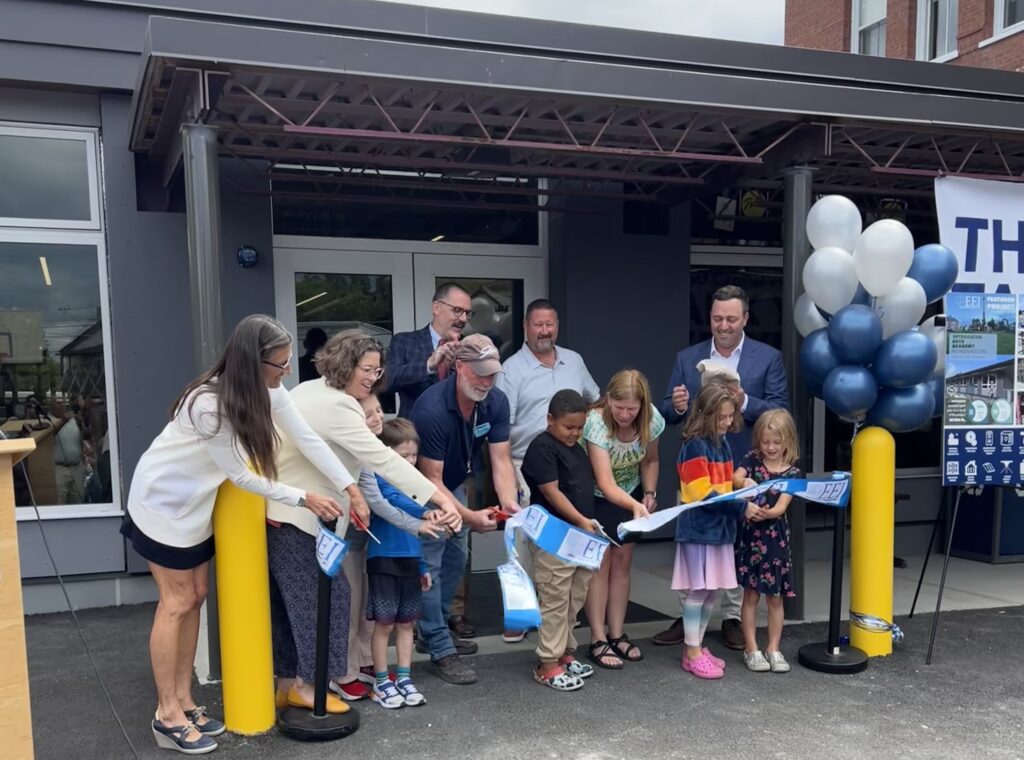 Cutting the IAA ribbon