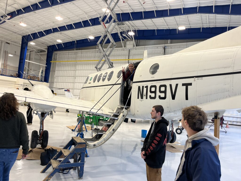 Visitor on an airplane